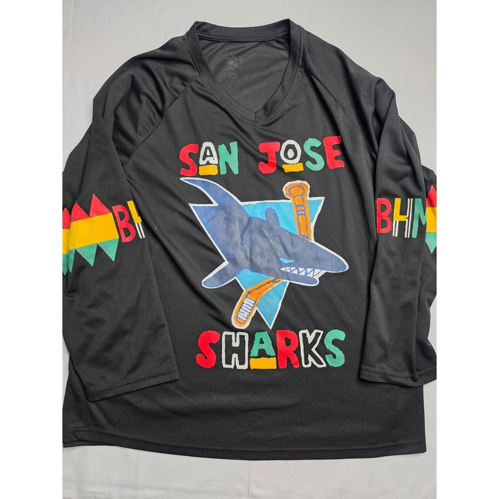 Franklin Group USA San Jose Sharks Ice Hockey Jersey Men's Black Graphic Print